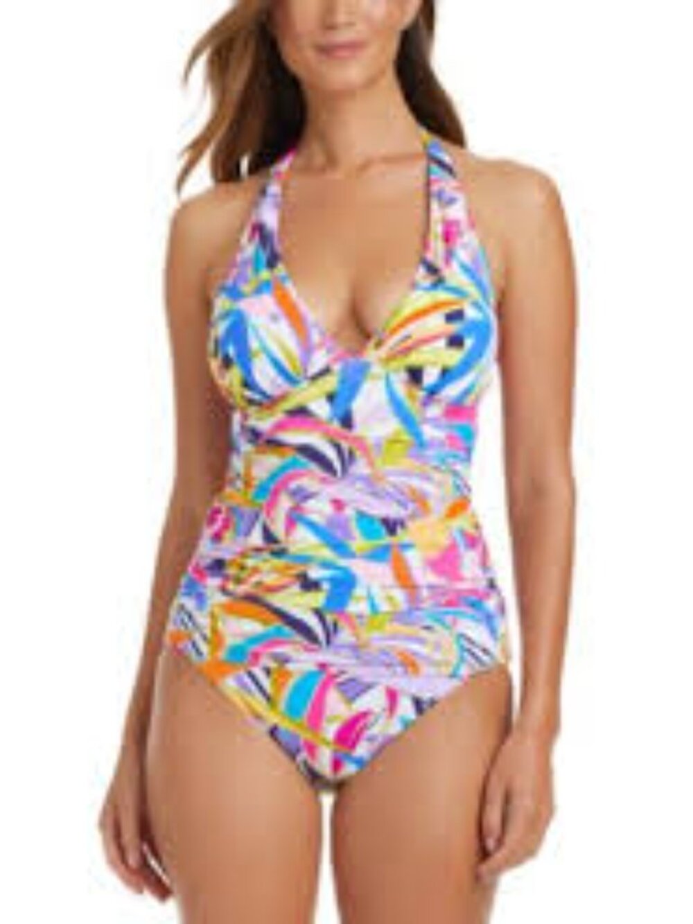 Bleu by Rod Beattie Living Color Ruched One-Piece Swimsuit Size 6 MSRP $125